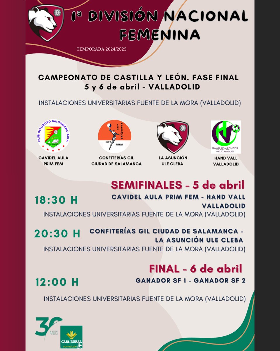 ClebaLeonBm's tweet photo. 🔴⚫1ª NACIONAL. FASE FINAL ⚫🔴
Este fin de semana La Asunción Ule Cleba tiene una cita en Valladolid con la Fase Final del Campeonato de Castilla y León.
¡¡Está en juego una plaza para la fase de ascenso a División de Honor Plata ‼️
MUCHA suerte equipo...
#cleba #ulecleba https://t.co/zgQIPg2YH9