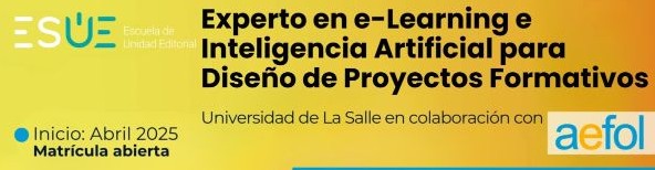 joeldoncel2007's tweet image. La IA y el e-Learning están transformando la formación. Únete al &quot;Curso de Experto en E-Learning e IA&quot;.

📅 Inicio: Abril 2025
🎓 Docentes: Dolors Reig, Borja Garzón
💡  100% online

👉Más info: escuelaunidadeditorial.es
📰Artículo: masterelearning.es/curso-de-exper…

@AEFOL @AEFOLnetworking