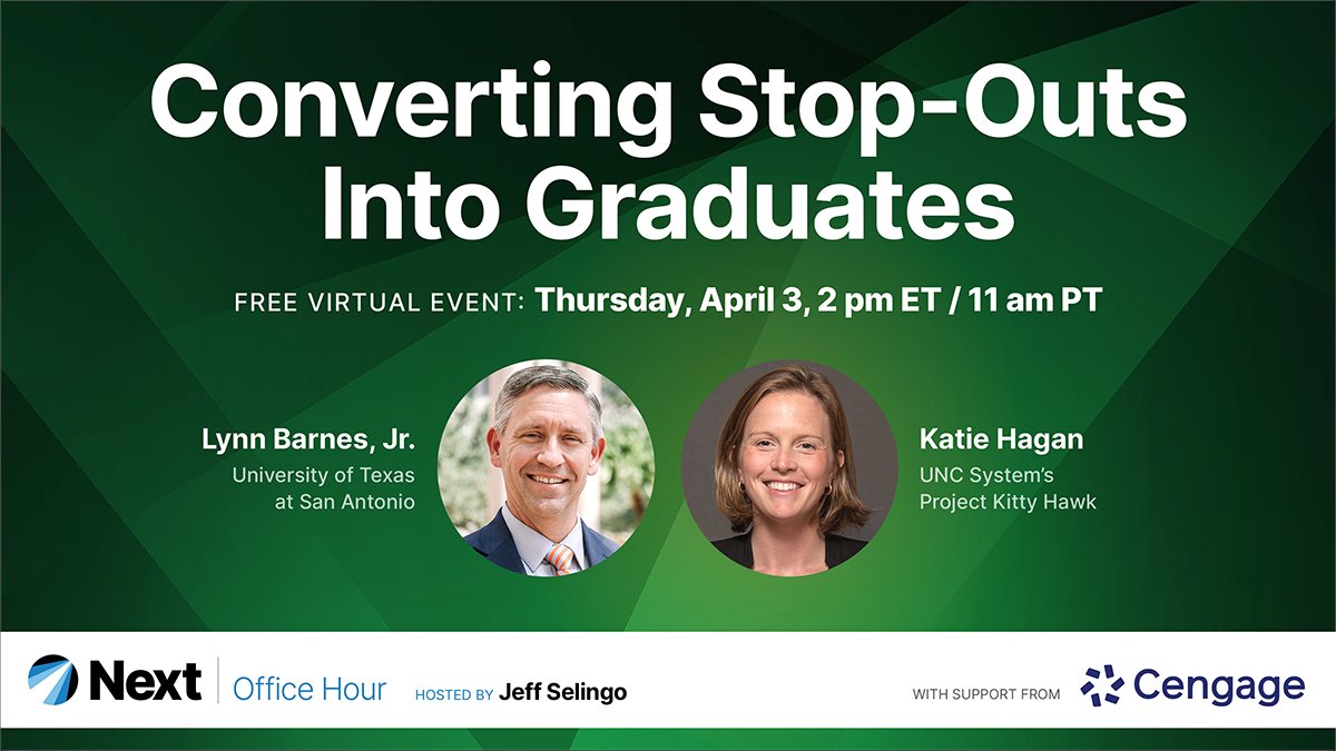 Yes, higher ed is facing a demographic cliff — of traditional-aged students. But one overlooked opportunity are the 37 million Americans with some college but no degree. We'll be talking about how to re-engage them on the "Next Office Hour": bit.ly/3FLMVb3