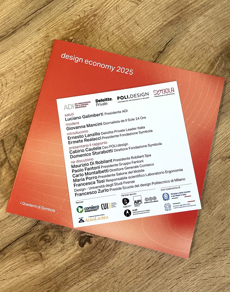 Deloitte Italia (@deloitteitalia) on Twitter photo 📢 È stata presentata ieri l’VIII edizione del Rapporto Design Economy 2025.
Il report annuale sull’economia del design in Italia e in Europa promosso da Deloitte Private, <a href="/SymbolaFondazio/">Fondazione Symbola</a>, <a href="/POLI_design/">POLI.design</a> e ADI, (cont) delo.tt/l/6019FjBrf 📢 È stata presentata ieri l’VIII edizione del Rapporto Design Economy 2025.
Il report annuale sull’economia del design in Italia e in Europa promosso da Deloitte Private, <a href="/SymbolaFondazio/">Fondazione Symbola</a>, <a href="/POLI_design/">POLI.design</a> e ADI, (cont) delo.tt/l/6019FjBrf