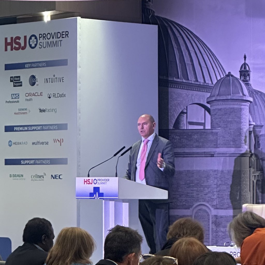 Our #HSJprovider Summit keynote.

Sir Jim Mackey onstage addressing a room full of #NHS leaders on how to navigate the transformational shifts to come.