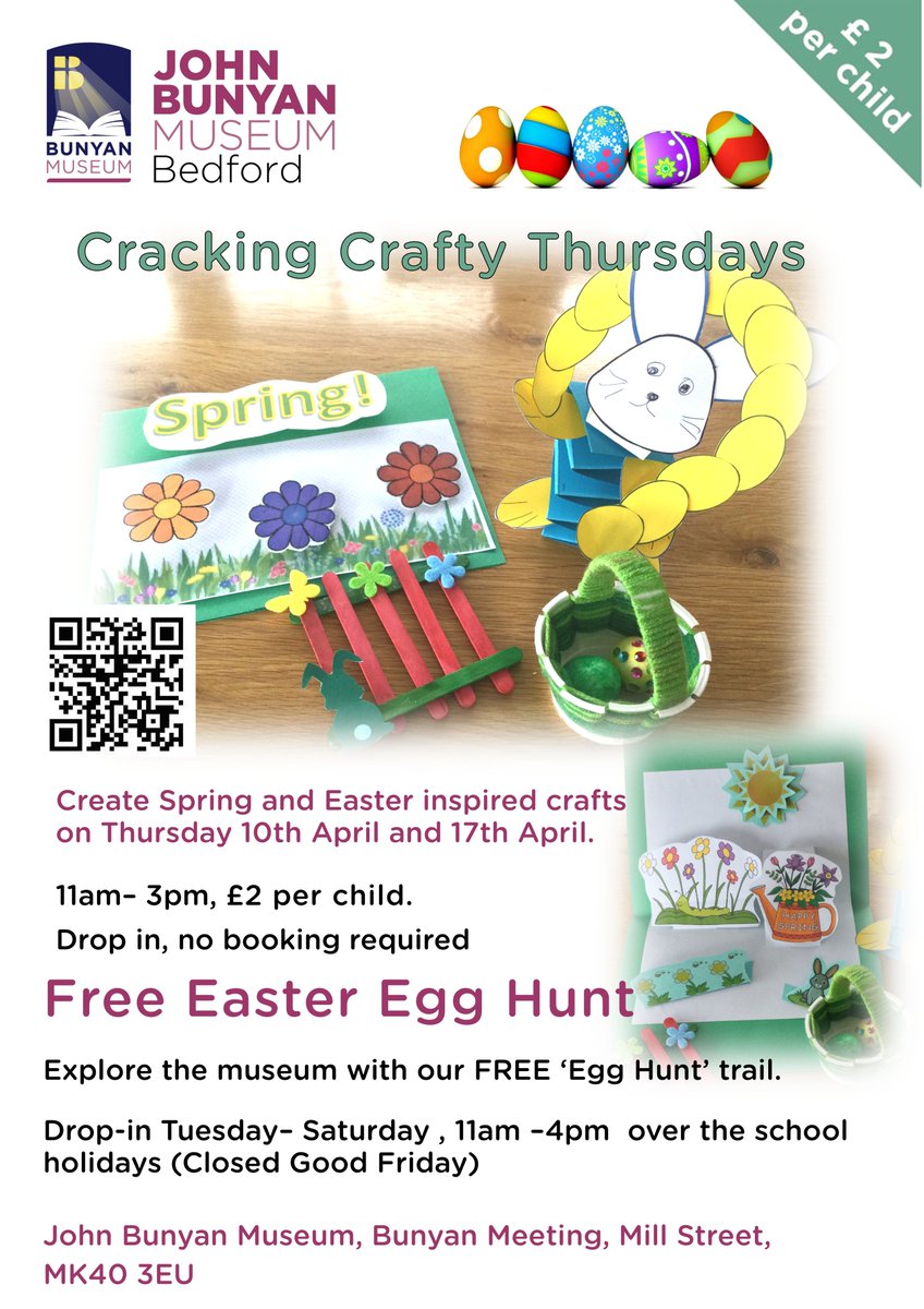 Visit us this Easter for our #FREE children's trail around the museum to get a chocolate prize. We will also be running our Crafty Thursdays on the 10th and 17th April 11am-3pm £2 per child accompanied, drop-in #Bedford #easterbasket #holidayfun