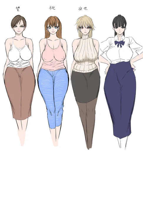 人妻殺しの魔眼、キャラクターイメージボード村の奥様色々 