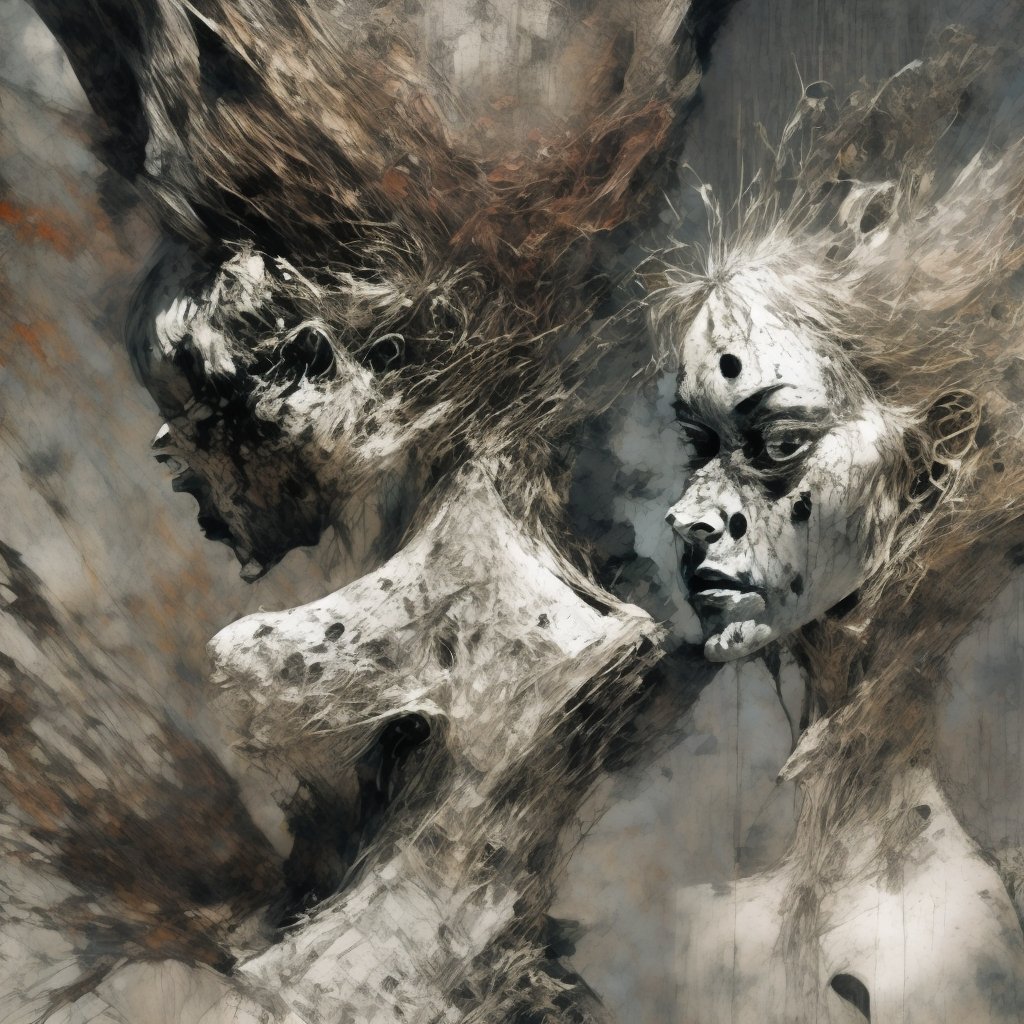 dj_audiostatic's tweet photo. Intrigued by the intensity in these faces. The textures and limited palette create such a powerful mood. What story do you think they're telling? 🖤 #digitalart #portrait #abstract #mood #art #artist #creative #duality #reflection #powerfu https://t.co/2bNJzuo16y