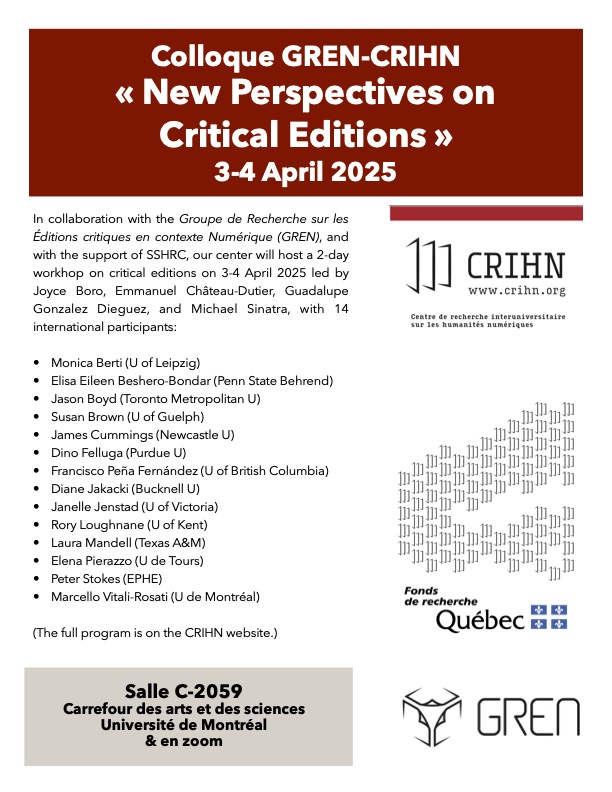 Excited to be in Montréal for the first time and contributing to the 'New Perspectives on Critical Editions' colloquium at  Université de Montréal. 

I'll be discussing 'Re-Editing Marlowe' and the digital suite for <a href="/MarloweProject/">Oxford Marlowe</a> 

crihn.openum.ca/nouvelles/2025…