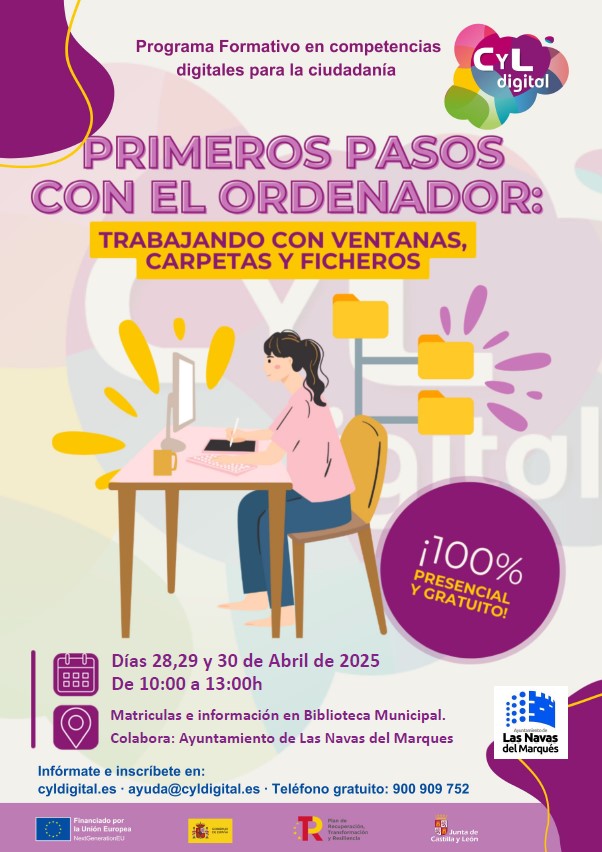 AytoNavasM's tweet photo. Os informamos del próximo curso de CyL Digital que tendrá lugar en la biblioteca los días 28, 29 y 30 de abril de 10:00 a 13:00. 
@biblionavas https://t.co/HP13e5Q98V