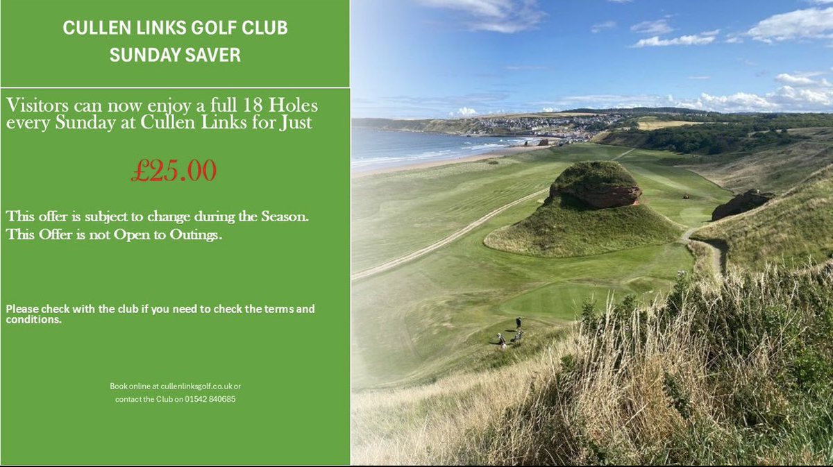 ⛳️⛳️SUNDAY SAVER⛳️⛳️

Enjoy a full round at Cullen Links any Sunday for just £25! Get in touch to get booked in now!⛳️