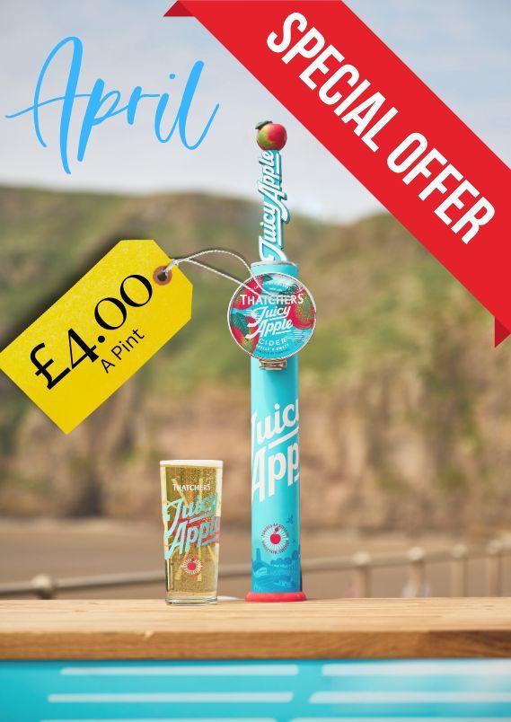 At last, the sun has made its grand entrance, bringing with it an irresistible offer. Relish the delectable, mouth-watering sweetness and the crisp, delightful apple essence with every sip. Our April promotion showcases Thatchers Juicy Apple, just £4.00 per pint. #thatcherscider