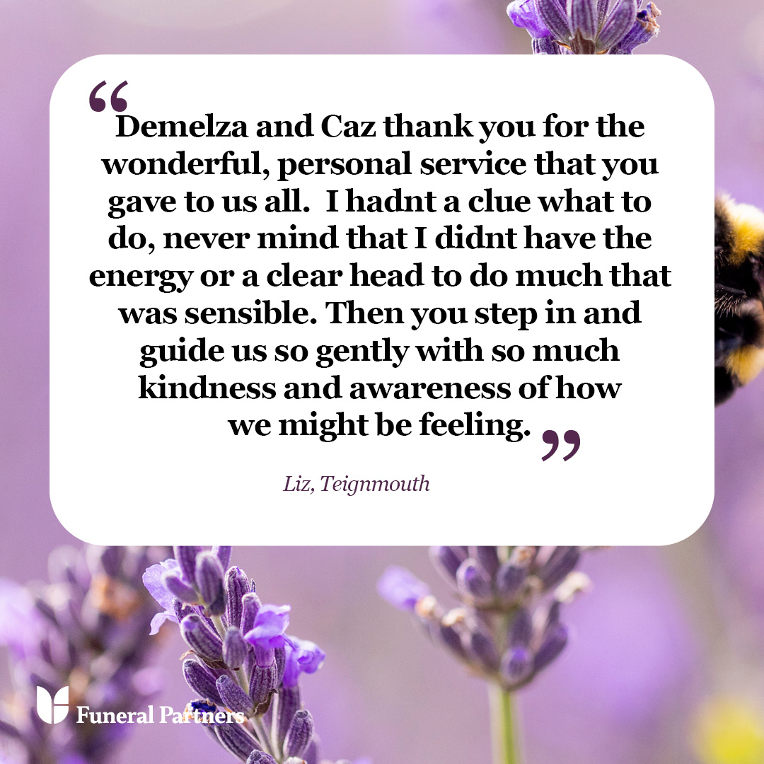 A heartfelt review for Demelza and Caz at J H Way Funeral Services, Teignmouth this week. 

Thank you both for providing such a wonderful service and showing this family so much kindness. 💜