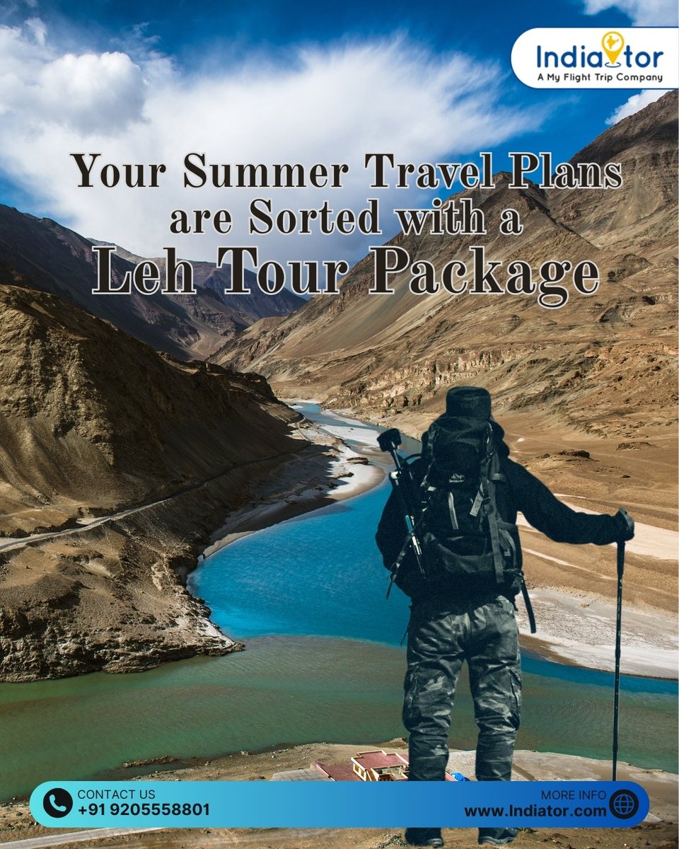 IndiatorT's tweet photo. Want to visit some place cold and adventurous this summer? Plan a Leh Tour🧳 with Indiator! Browse our itinerary for details. https://t.co/9z5GZ3bjDn
#Indiawithindiator #summertour #travelplan #Ladakhtour #tourOffers #Leh https://t.co/LS0JBmaVNe