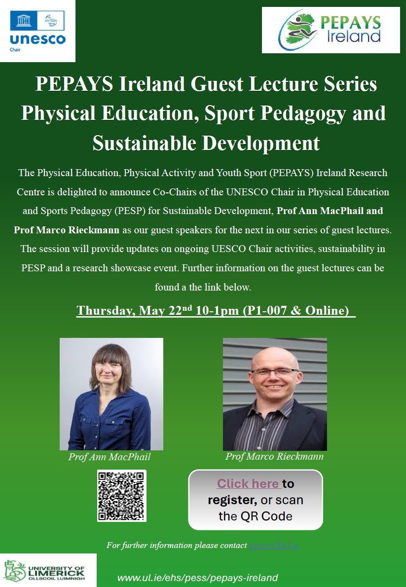 PEPAYS Ireland Guest Lecture Series Physical Education, Sport Pedagogy and  Sustainable Development.