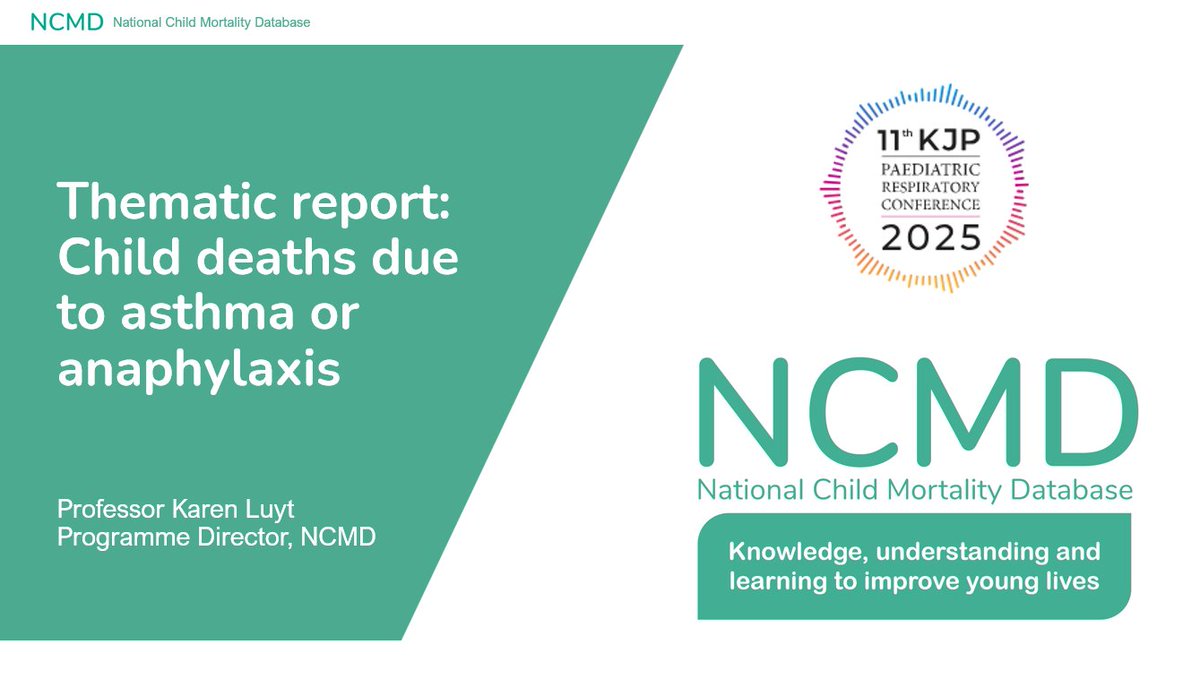 Karen Luyt💙 (@karenluyt) on Twitter photo I'm presenting the <a href="/NCMD_England/">National Child Mortality Database (NCMD)</a> report on asthma child deaths at 13:30 in the main auditorium <a href="/LondonPaedResp/">Paediatric Respiratory Conference, London</a> #PaedResp2025
The Purpose of Knowledge is Action, not knowledge. I'm presenting the <a href="/NCMD_England/">National Child Mortality Database (NCMD)</a> report on asthma child deaths at 13:30 in the main auditorium <a href="/LondonPaedResp/">Paediatric Respiratory Conference, London</a> #PaedResp2025
The Purpose of Knowledge is Action, not knowledge.