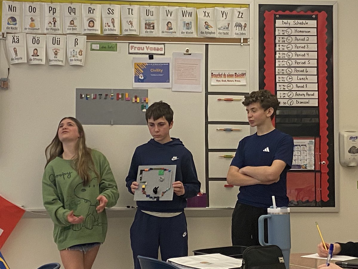 Design challenge for German class:✅jigsaw of 🇩🇪 speaking countries, ✅create the country w/ <a href="/LEGO_Group/">LEGO</a>  &amp; ✅label 3 things on the map…then ✅present it. Oh, yeah, place it correctly on the board where it goes on the map. Pay attention bc there is a digital breakout to review🎉