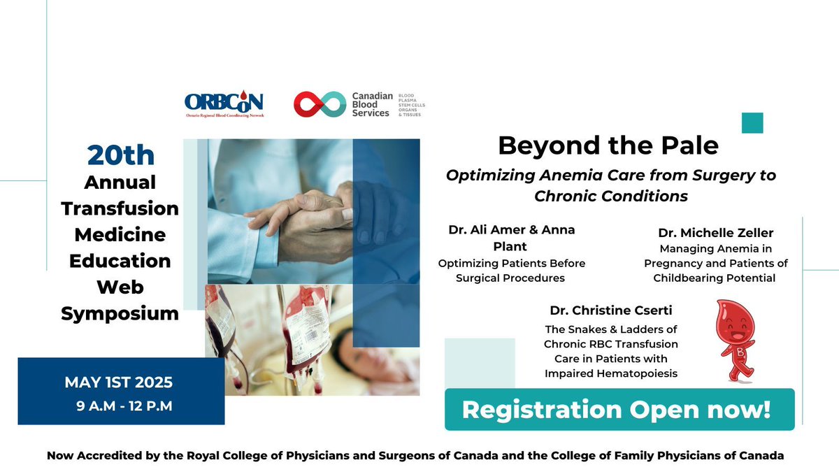 🌟 Registration for our 20th Annual Transfusion Medicine Education Web Symposium on May 1st, 2025! 
Register here! buff.ly/R7F5vez