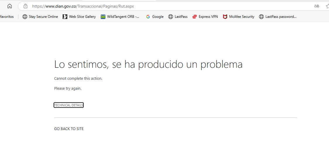 Caguevarab's tweet photo. @DIANColombia  la pagina https://t.co/OKzhE4eqOO no funciona. sale el siguiente error, ya lo he intentado abrir por el navegador Microsoft Edge y Google Chrome. https://t.co/ZYkamqWBJm