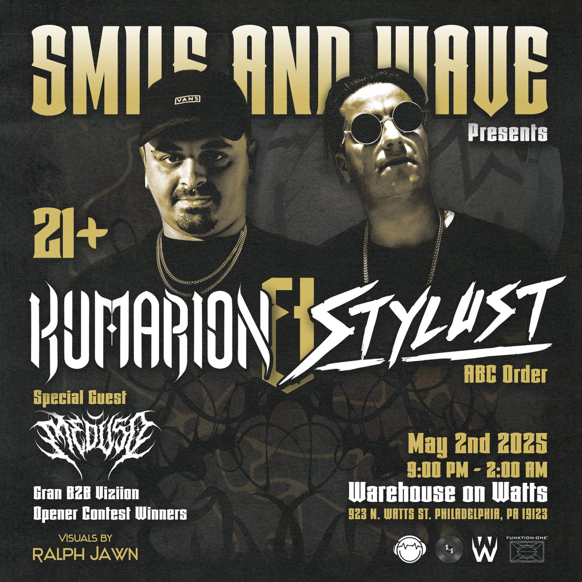 Another heater at <a href="/wowphilly/">Warehouse on Watts</a> 🔥 Big co-headline show <a href="/kumarionmusic/">Kumarion</a> &amp; <a href="/StylustBeats/">Stylust Tweets</a> joined by special guest <a href="/Meduso_bass/">Meduso🪼</a> + Gran b2b Viziion, and possibly YOU!? 🫵

More details on opening winner contest coming soon.

Visuals from <a href="/RalphJawn/">Ralph Jawn</a> all night long! 

Buy tickets now!