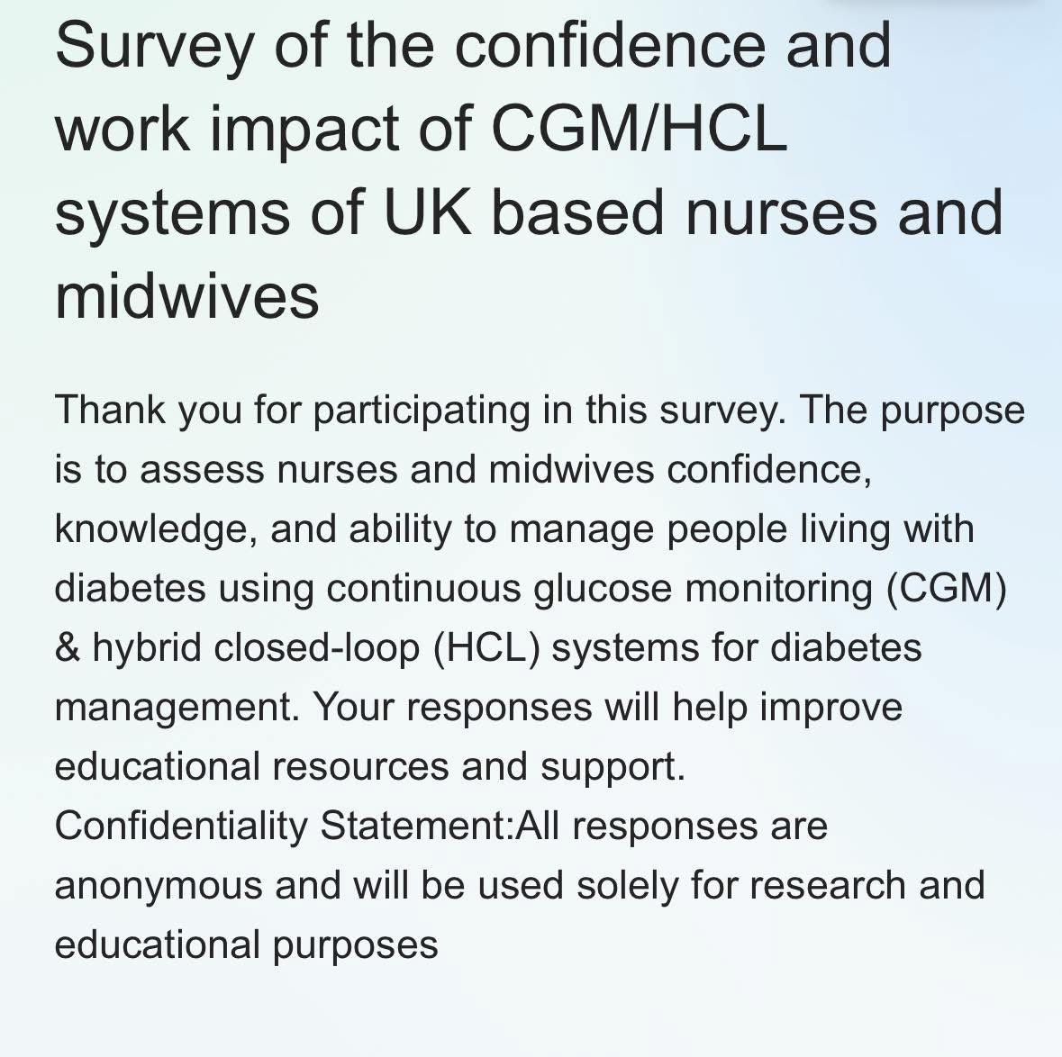 ❓Are you an RN/RM working in adults/paeds diabetes in 🏴󠁧󠁢󠁳󠁣󠁴󠁿 🏴󠁧󠁢󠁷󠁬󠁳󠁿 🏴󠁧󠁢󠁥󠁮󠁧󠁿 🇮🇪? 

📑 Please take 5mins to have YOUR voice heard! (It still matters even if you don’t use HCL)

What do you need to deliver this? What impact has it had? 

🙏🏻 in advance!

🔗 forms.office.com/pages/response…