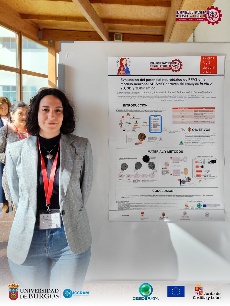 ICCRAM_UBU's tweet photo. 📍 @Cientificas_CyL
In the poster session, our colleague Julia Rodríguez is presenting a study that focuses on assessing the neurotoxic potential of #PFASs, environmental pollutants of concern for their potential adverse health effects. 

#Desiderata EU project. https://t.co/jGZw4y5et4