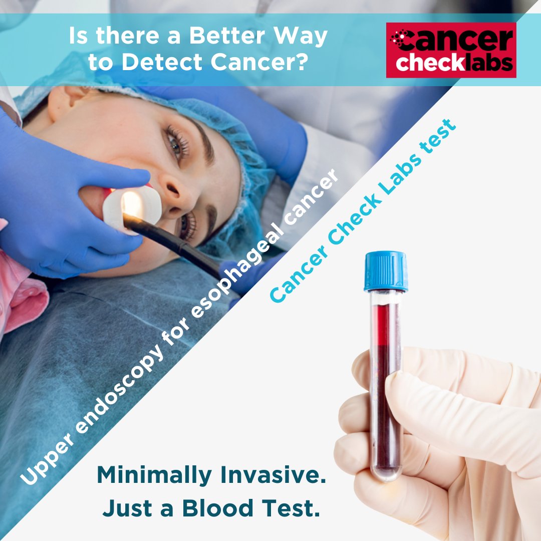 Early Detection is Key 
Esophageal cancer often requires invasive biopsies or surgery just for a diagnosis. 

A simple blood test can save you time and invasive procedures

🔗 cancerchecklabs.com

#CancerAwareness #EarlyDetectionSavesLives #EsophagealCancer #GetChecked