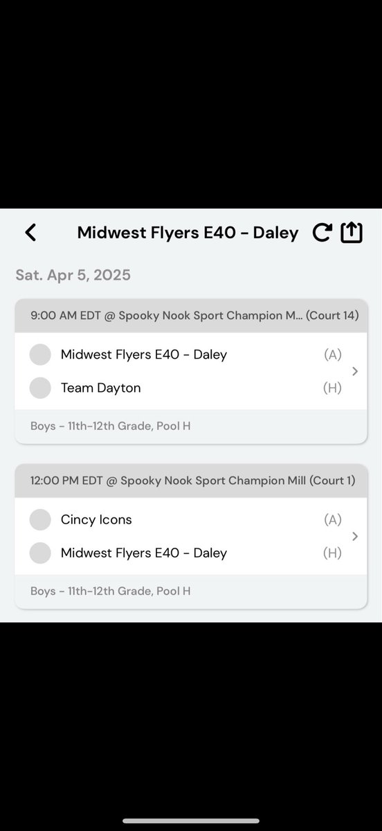 Schedule for Saturdays games at Spooky Nook!
<a href="/MidwestBCDaley/">Midwest Basketball Club Daley</a> <a href="/KevinMoses38/">Kevin Moses LLC</a> <a href="/BetsyLayneHSBB/">BLHS Boys Basketball</a>