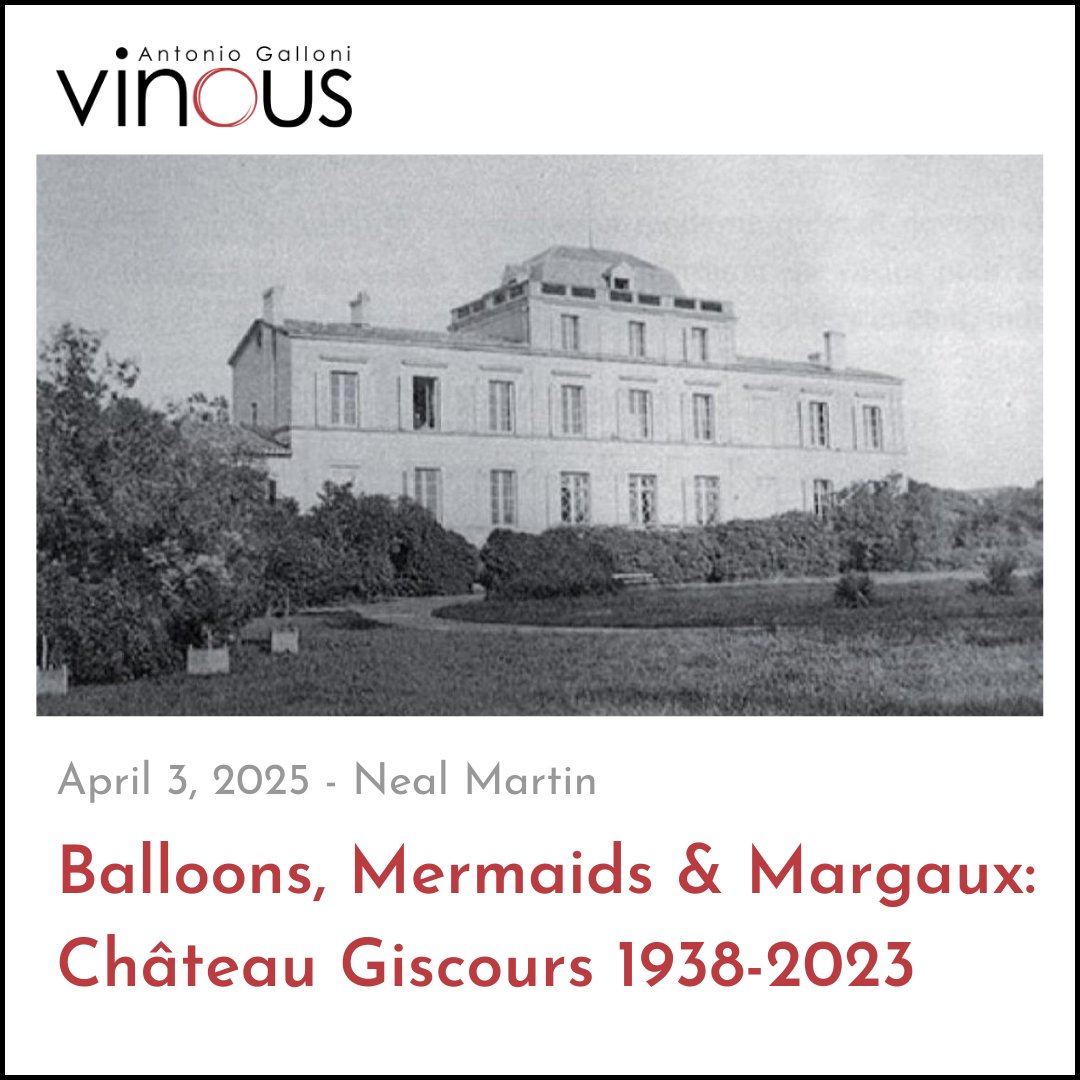 "This article examines the terroir and techniques of Château Giscours, a storied Margaux estate that has been rebuilt over the last three decades." Read Neal Martin's new article, Balloons, Mermaids &amp; Margaux: Château Giscours 1938-2023, on Vinous now.

vinous.com/articles/ballo…