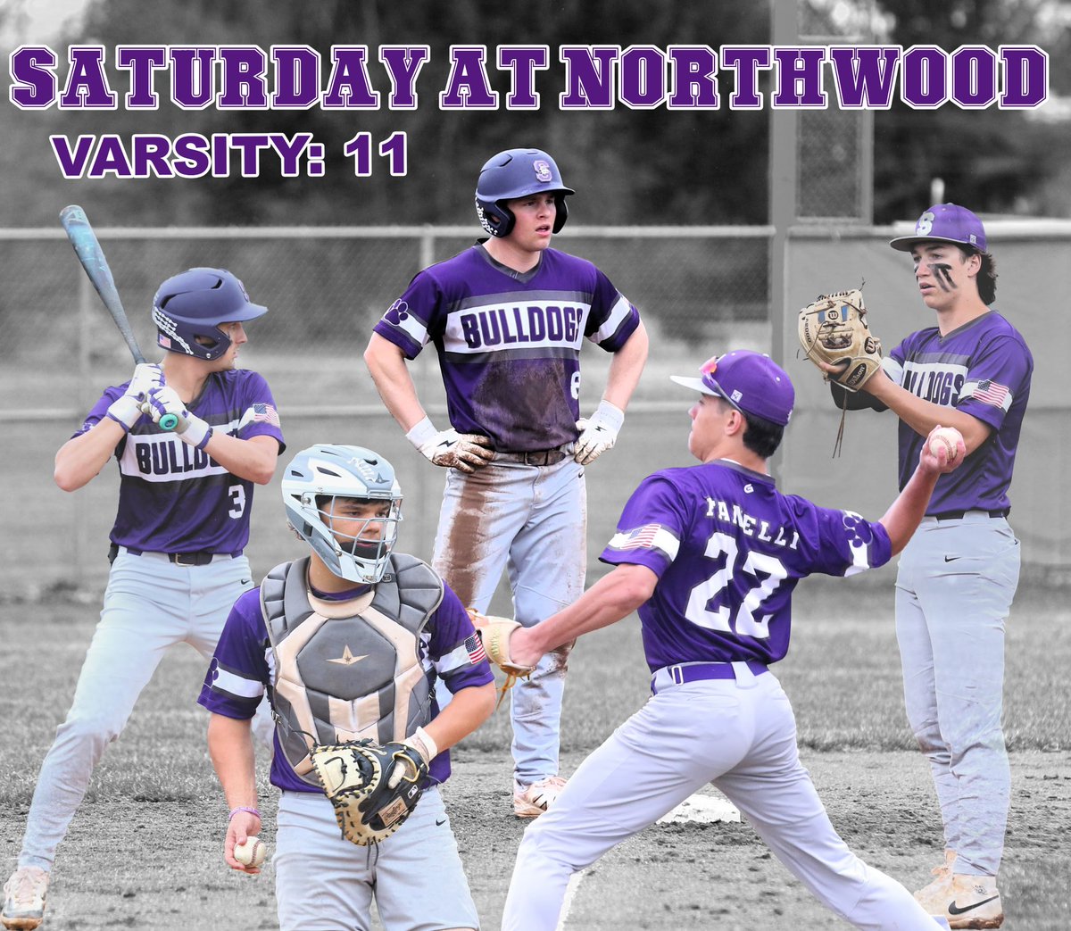 Come out and support the Bulldog Baseball Team this Saturday 4/5 at Northwood! 💜⚾️