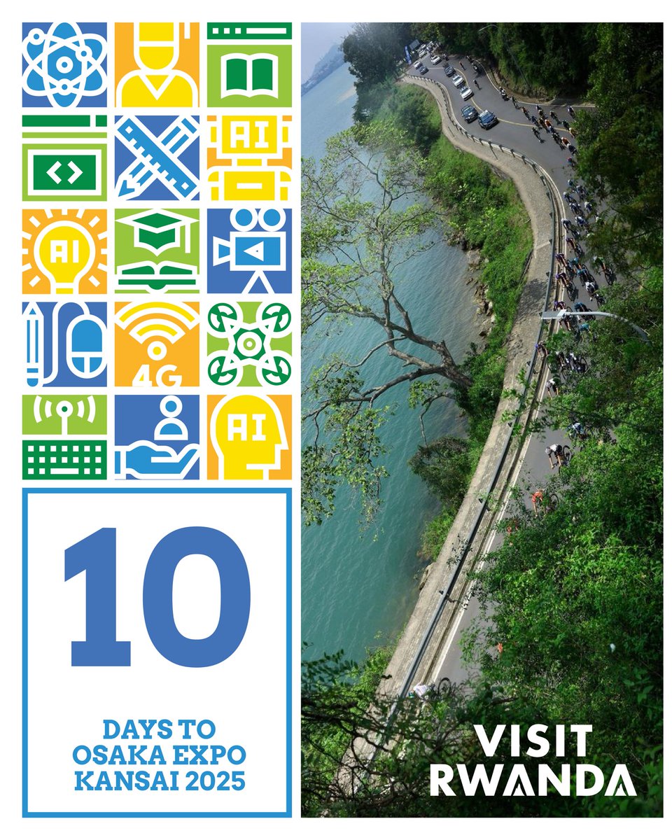We are only 10 days to Osaka Expo 2025! 

Visit Rwanda’s pavilion to learn about:
📌 Our history &amp; vision
📌 Innovations in health, conservation, &amp; governance, etc.
📌 Our growing tech &amp; space sector
📌 Business opportunities &amp; more!

See you in Osaka! #OsakaExpo2025 #VisitRwanda