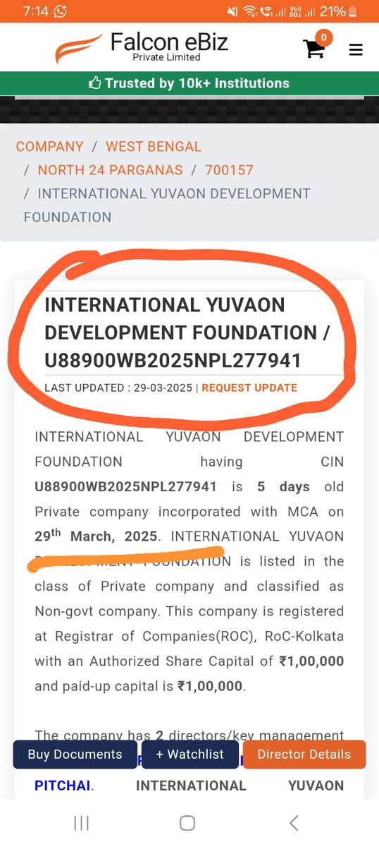 iydffrud's tweet photo. 29 March, 5 day ago
One more company got registered in short it is again *IYDF*
And the directors same for both company Praveen Pitchai and Vivek Arivu... Volserv also
#IYDFSCAM #IYDF https://t.co/BGXKY6qBrD