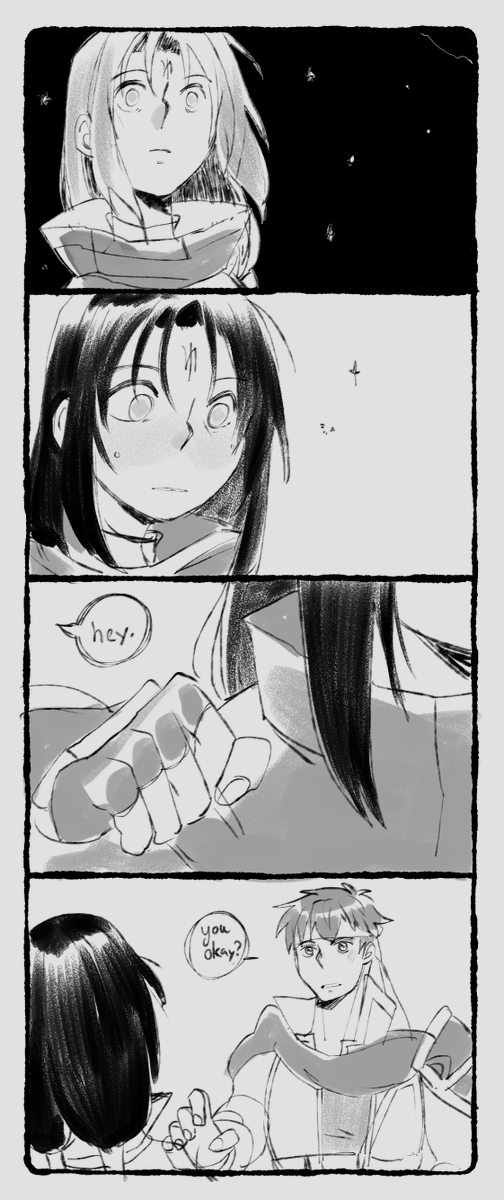 a doodle comic of Soren feeling uneasy because of thunder/lightning.