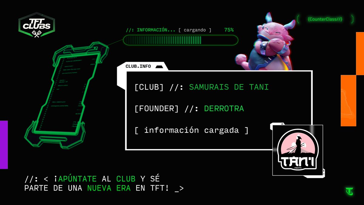 ¡La batalla en el tablero comienza! ⚔️🌸

Únete a ''Samurais de Tani'' en #TFTClubs, demuestra tu estrategia y gana recompensas. 

¿Tienes lo necesario para unirte a la familia? 🔥🏯