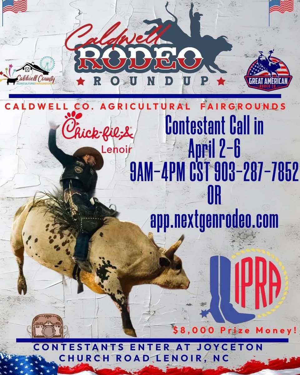 Caldwell Rodeo Roundup Apr 11-12 at Caldwell Co Ag Fairgrounds in Lenoir, NC
#NorthCarolina #Rodeo