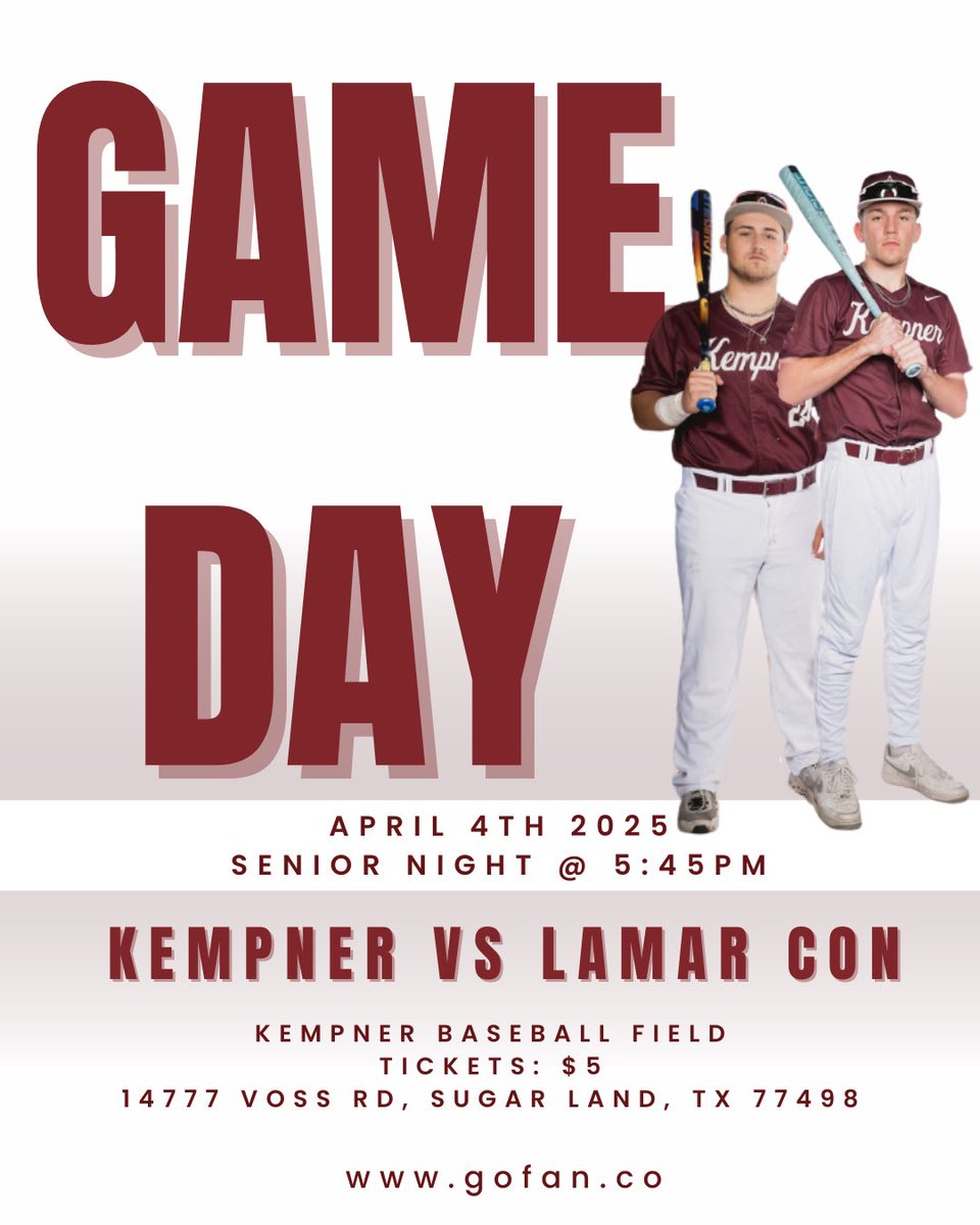 Senior Night this Friday… Adrian, Troy, Nathan and Nik are being celebrated!!   <a href="/KHSBaseball1988/">Kempner HS Baseball</a> <a href="/KHS_Cougars/">Kempner High School</a> <a href="/khstrainerlady/">KempnerSportsMed</a>