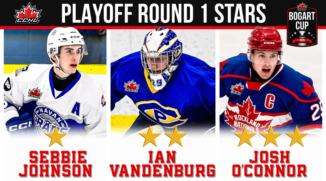 The CCHL (@thecchl) on Twitter photo The Central Canada Hockey League is pleased to announce the 3 Stars from the first round of the playoffs.
Sebbie Johnson from <a href="/GradsHockey/">Navan Grads</a> is named first star, while Ian Vandenberg from <a href="/CPCANADIANS/">Carleton Place Canadians</a> is named second star and Josh O’Connor from <a href="/RocklandNatsJrA/">Rockland Nationals</a> has been named The Central Canada Hockey League is pleased to announce the 3 Stars from the first round of the playoffs.
Sebbie Johnson from <a href="/GradsHockey/">Navan Grads</a> is named first star, while Ian Vandenberg from <a href="/CPCANADIANS/">Carleton Place Canadians</a> is named second star and Josh O’Connor from <a href="/RocklandNatsJrA/">Rockland Nationals</a> has been named