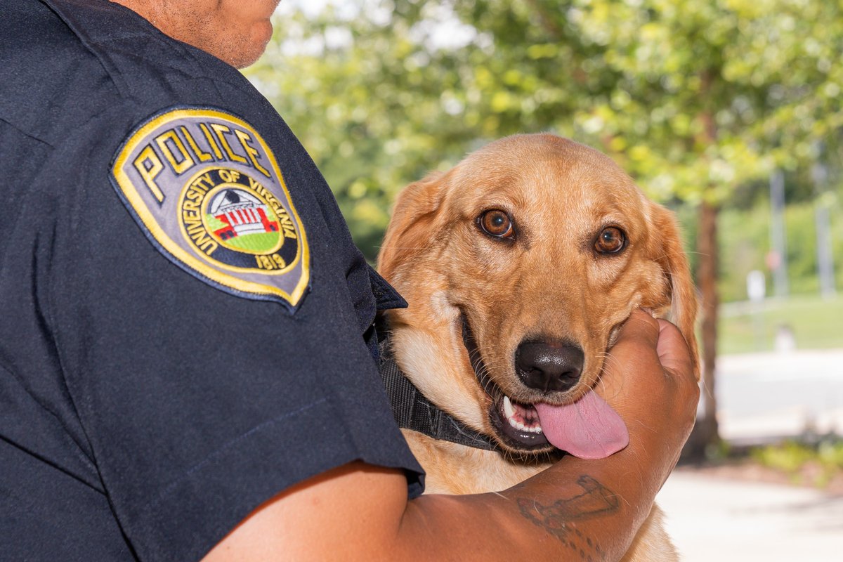 Hey, @uva! Police K9 Winter says hi. #WahooWoof🐶