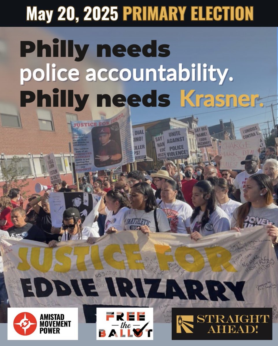 AmistadPower's tweet image. Larry Krasner has a proven track record of holding police accountable for killing community members, and his office has overturned more than 40 wrongful convictions since 2018.
On May 20, 2025, vote in the primary election to re-elect Larry Krasner as Philly's District Attorney!