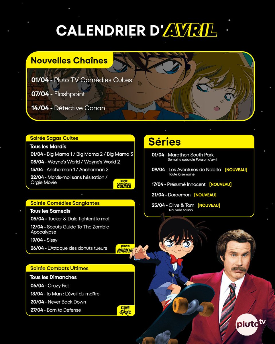 En avril, c'est le mois de la comédie sur Pluto TV ! 
Découvrez les programmes à ne pas manquer ce mois-ci 👇