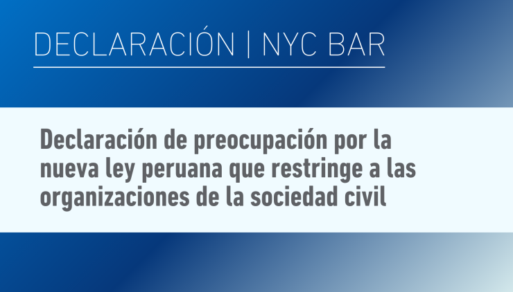 El <a href="/VanceCenter/">Vance Center for International Justice</a> se une al <a href="/NYCBarAssn/">New York City Bar</a> expresando su preocupación por la legislación aprobada por el Congreso peruano que restringe actividades de organizaciones de la sociedad civil y amenazan derechos humanos. La Presidenta Boluarte debe vetar esta ley.
👉lnkd.in/eVYih_PT