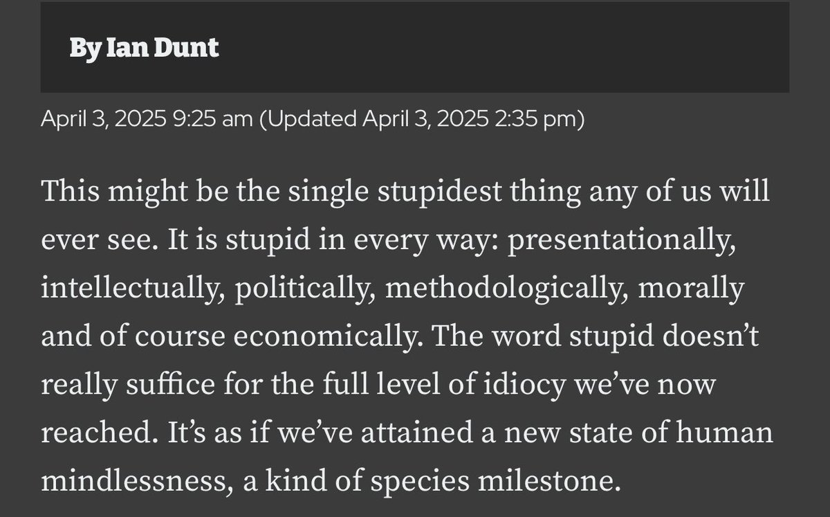 Sometimes I envy the ability of certain writers to command words far more perfectly than I can manage. Ian Dunt, I salute you!! #StupidTrump