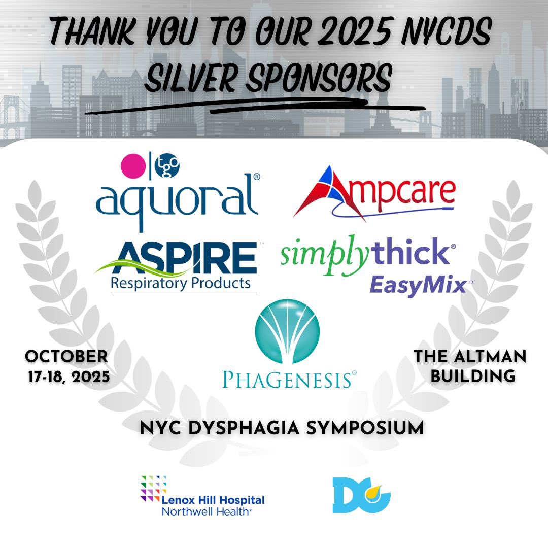 Dysphagia Cafe (@dysphagiacafe) on Twitter photo Thank you to the NYCDS 2025 Silver Sponsors. We greatly appreciate your support of dysphagia education.
See you in October!!!
<a href="/Ampcare/">Ampcare, LLC</a> Aspire Respiratory Products Aquoral <a href="/SimplyThickGel/">SimplyThick</a> <a href="/Phagenesis/">Phagenesis Ltd</a>
#NYCDS2025 #medslp #dysphagia #dysfagia Thank you to the NYCDS 2025 Silver Sponsors. We greatly appreciate your support of dysphagia education.
See you in October!!!
<a href="/Ampcare/">Ampcare, LLC</a> Aspire Respiratory Products Aquoral <a href="/SimplyThickGel/">SimplyThick</a> <a href="/Phagenesis/">Phagenesis Ltd</a>
#NYCDS2025 #medslp #dysphagia #dysfagia