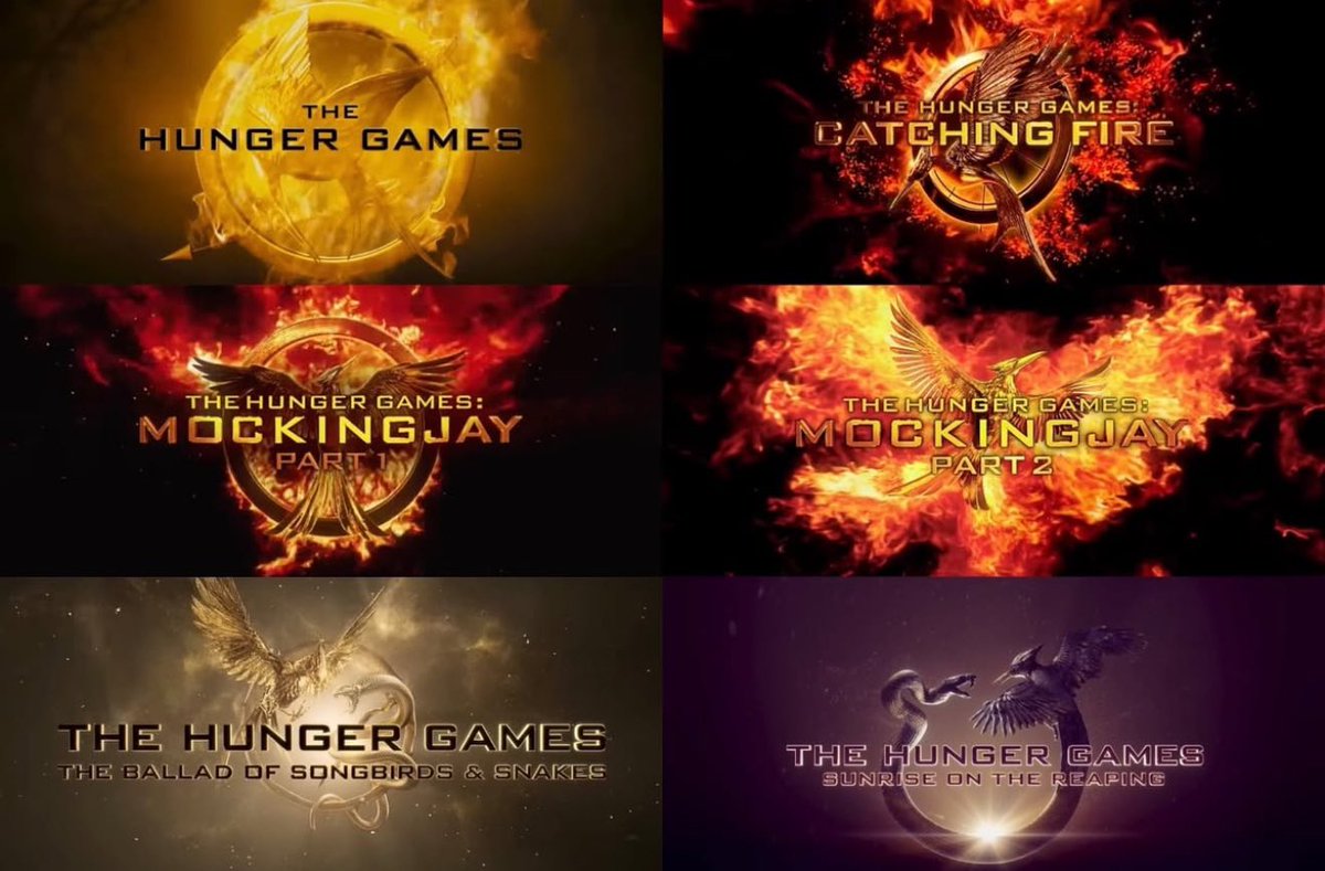 All first movie posters for all six ‘HUNGER GAMES’ movies. Which one is your favorite? #TheHungerGames