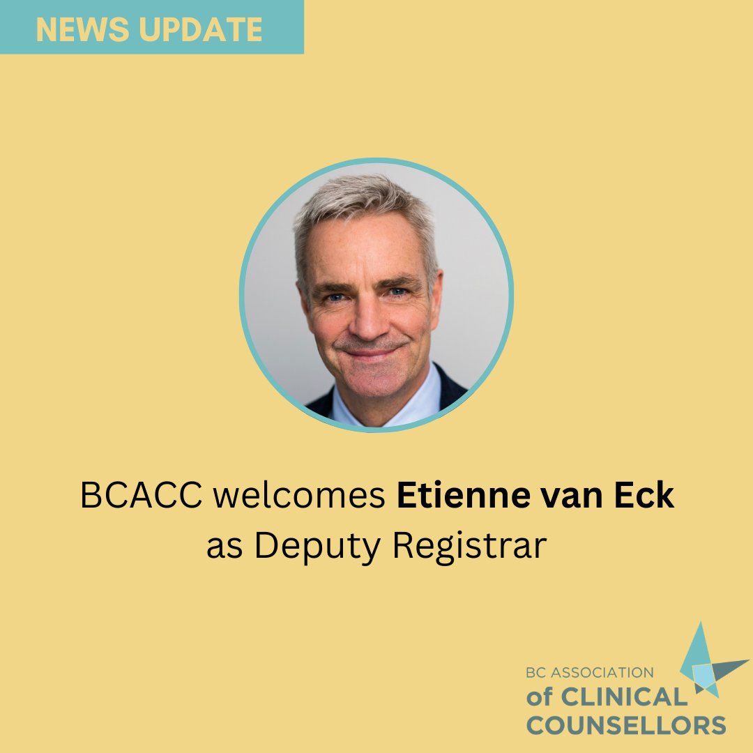bccounsellors's tweet image. #BCACC welcomes Etienne van Eck as Deputy Registrar!
Read the press release here - newswire.ca/news-releases/…
#MentalHealth