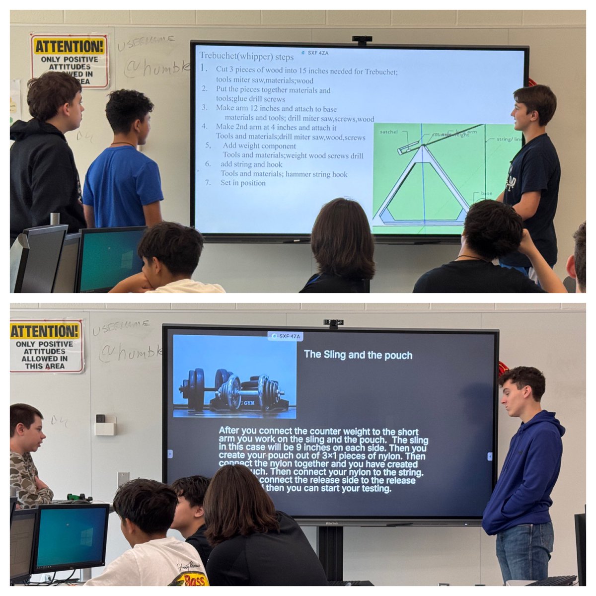 MrZamarron_KMS's tweet image. In applied engineering, students are presenting their design plans for their trebuchets. #KMSCougarPride  #HumbleCTE @HumbleISD_KMS @HumbleISD_CTE