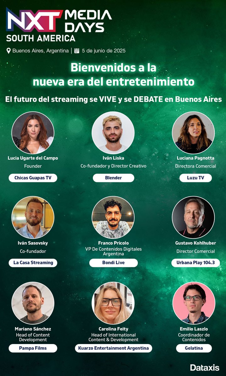 🎬El futuro del #streaming se redefine en #NXTMediaDaysSA. 

Nuevos modelos de #monetización, consumo de video y estrategias #cross-plataforma estarán en el centro del debate con líderes que están transformando la industria. 

Registrate en: conferences.dataxis.com/es/nxt-media-d…
