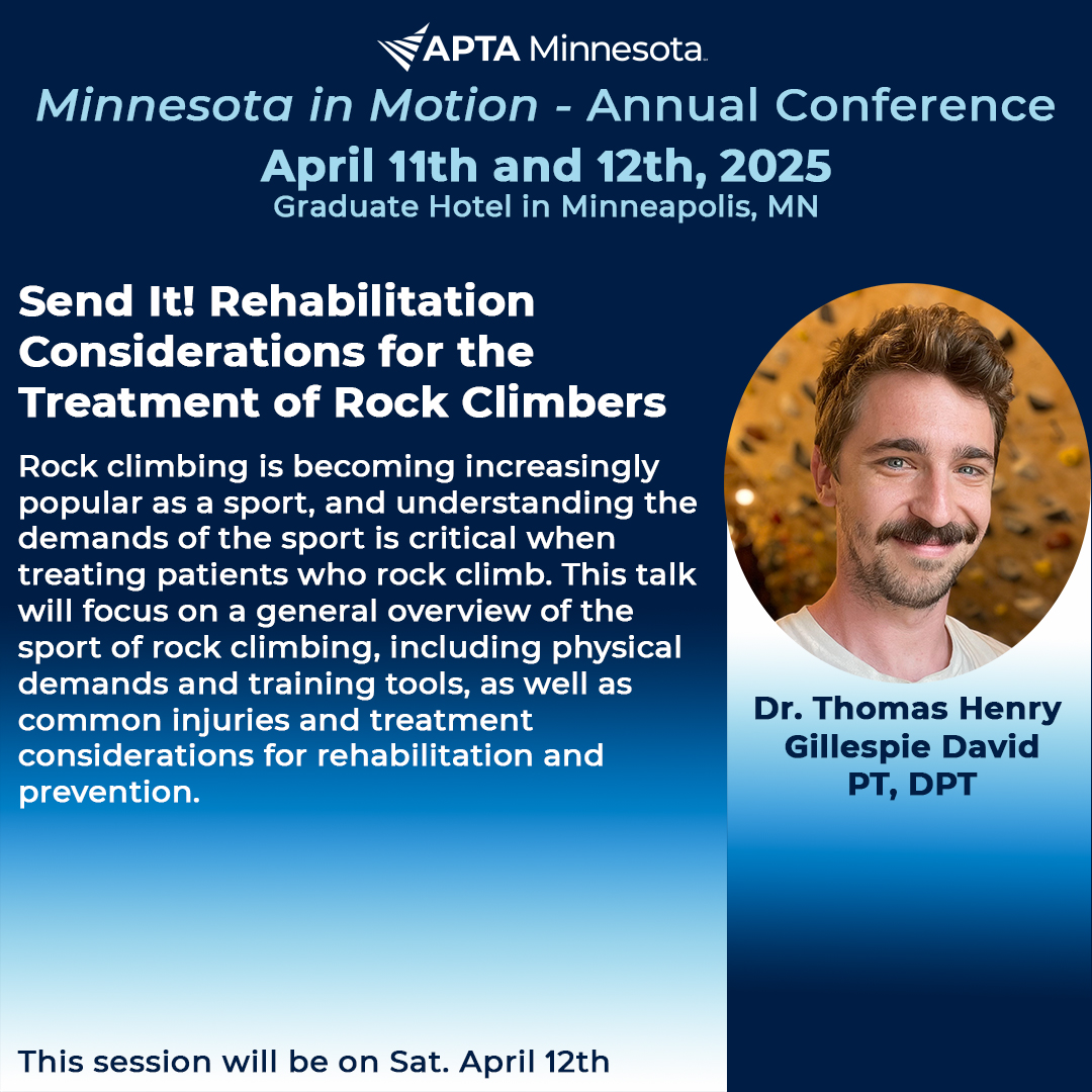 The Annual Conference is one week away! Don't miss out on two days of outstanding educational content, exhibit hall, research, networking and more! Here is a glimpse of the ortho-focused courses at the Conference!
mnapta.org/events/eventde…