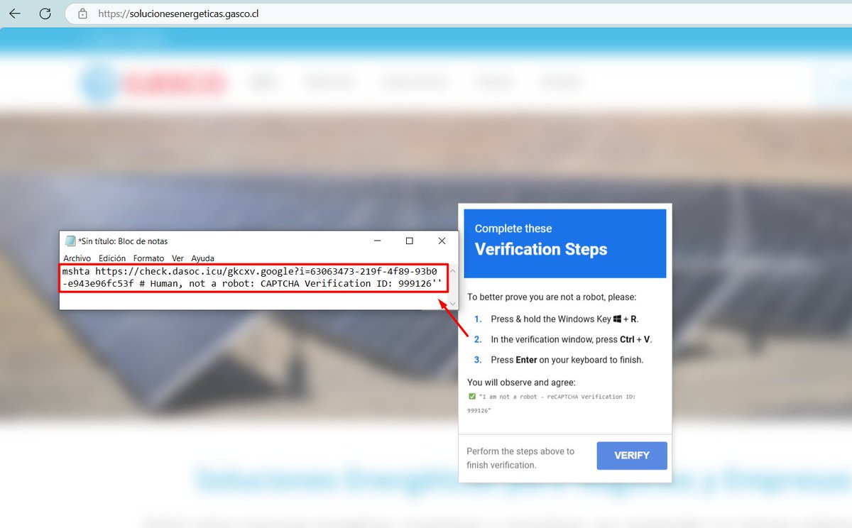 1ZRR4H's tweet image. ⚠️ Uno de los sitios web de la empresa Gasco (dedicados a la distribución de gas en Chile 🇨🇱) ha sido infectado por la campaña de #ClearFake y ahora también distribuye malware vía #ClickFix (técnica de ingeniería social).

Sitio comprometido: solucionesenergeticas.gasco[.]cl…
