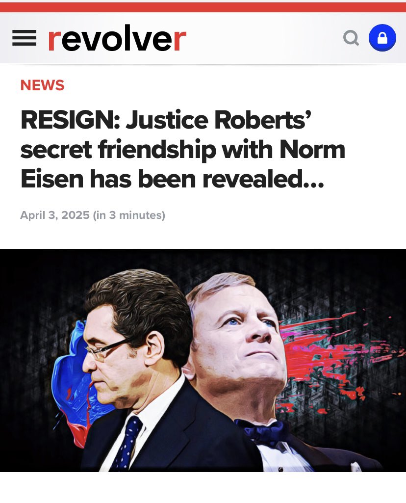 CHEIF JUSTICE ROBERTS an Anti-Trumper? Reports are he instructed lower courts to NOT hear 2020 Election Fraud evidence. Now THIS 👇

RESIGN: Justice Roberts’ secret friendship with Norm Eisen has been revealed…

According to Norm Eisen—the man who practically wrote the Deep