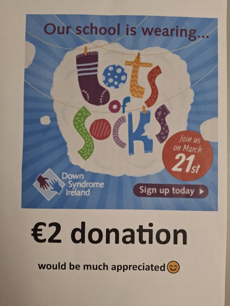Croom National School (@croomschool) on Twitter photo Sincere thanks to all of our children and staff who participated and donated to Down Syndrome Ireland as part of Lots of Socks Day on March 21st as part of our Friendship Week. €207 to a great cause😊<a href="/DownSyndromeIRL/">Down Syndrome IRL</a> #ShareTheJourney Sincere thanks to all of our children and staff who participated and donated to Down Syndrome Ireland as part of Lots of Socks Day on March 21st as part of our Friendship Week. €207 to a great cause😊<a href="/DownSyndromeIRL/">Down Syndrome IRL</a> #ShareTheJourney