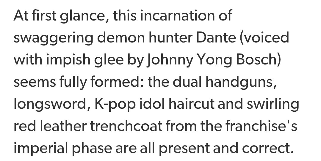 HisMultiverse's tweet image. /Shit like this is why eurogamer is trash. 
"K-pop idol haircut."
There are so many ways I could describe Dante's hair, K-pop idol doesn't even come close.