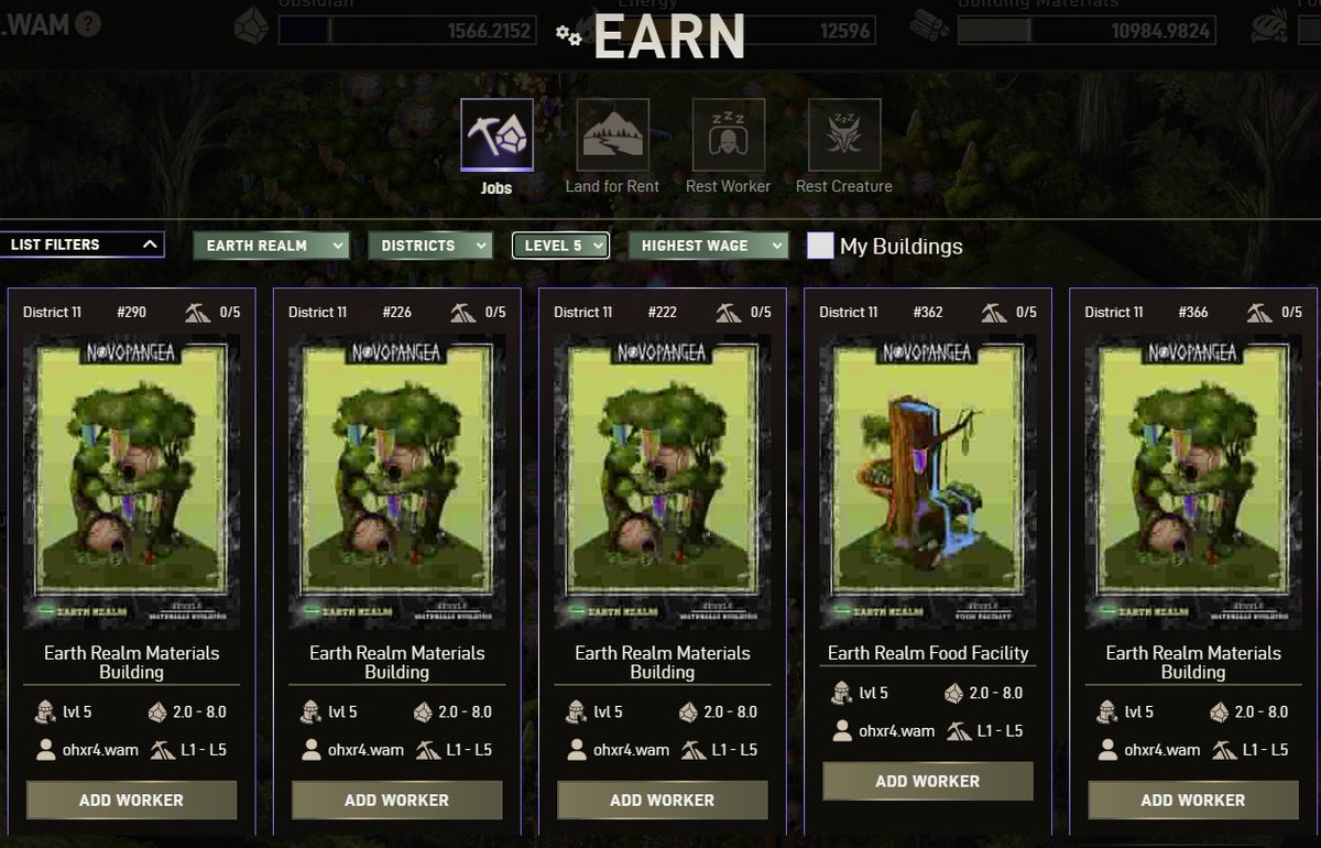 Novo is back up and running on all devices. 

In the Earth Realm? 

Check out the new jobs I just posted. They are paying double what the other L5 jobs are paying. Go earn yourself some Obsidian and get back into that Novo grind!
#play2earn #waxp