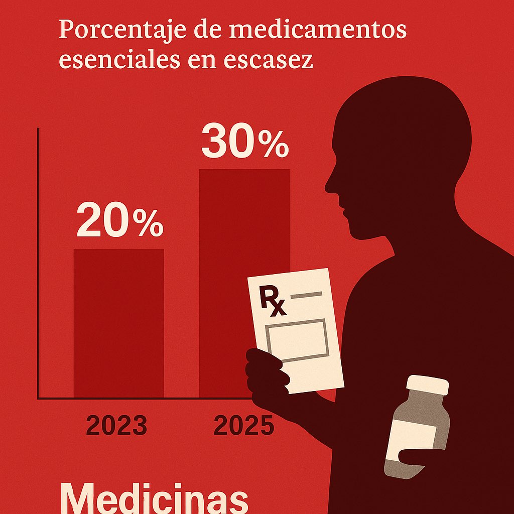 Los medicamentos desaparecen en Colombia. En 2023, el 20% de los esenciales faltaban (Invima); en 2025, es el 30% (MinSalud estimado). ¿Quién sufre? Nuestras familias. ¿Quién lo causa? El Estado. Sigue este hilo para los datos.”